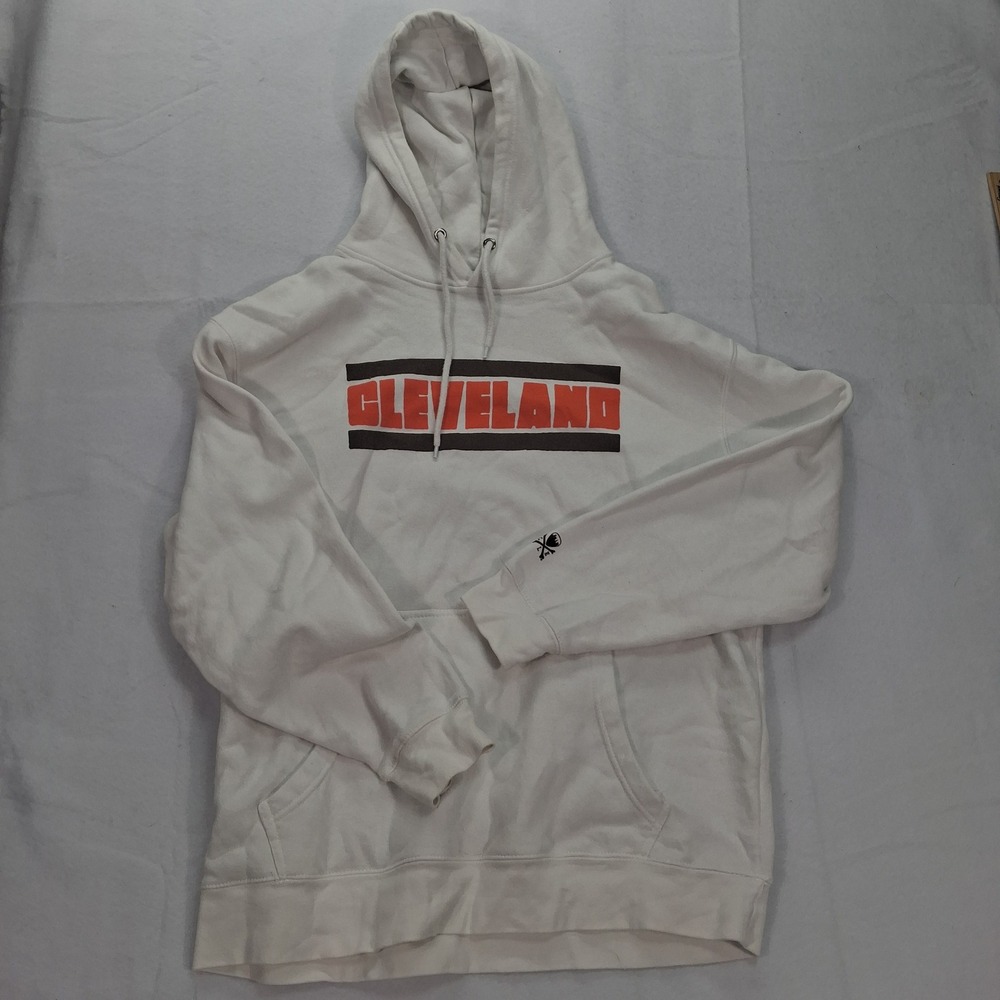 Cleveland Hoodie Mens XL White Graphic Cleveland Clothing Co. Pullover GOOD